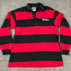 Vintage Barbarian Rugby Shirt Sweater Men's Large Medium Red Black Striped Polo